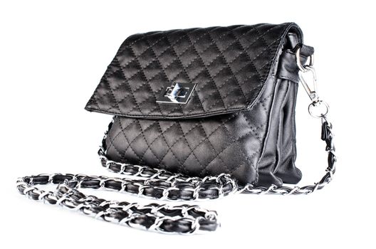 Small black quilted bag ladies isolated