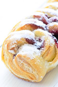 Pastry with jam close up
