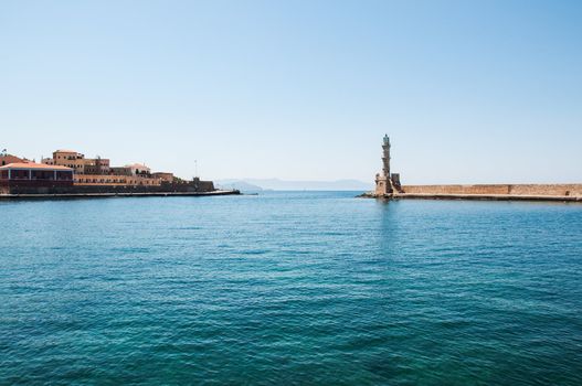 lighthouse in  Chania, Greece, island of Crete
