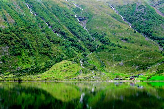 Mountain lake at summer time in Norway