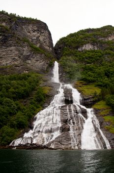 Big waterfall at geirangerfjord, Norway