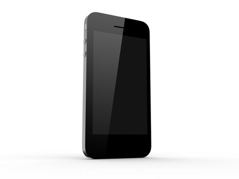 Realistic smart phone isolated on white background. Modern touch pad device with blank screen and black frame.