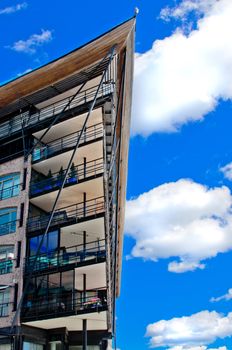 Modern building on sky background