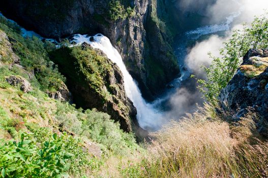 Beautiful waterfall in the mountains of Norway