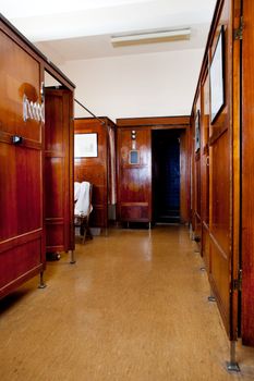 A 1920's functionalism style bath house interior