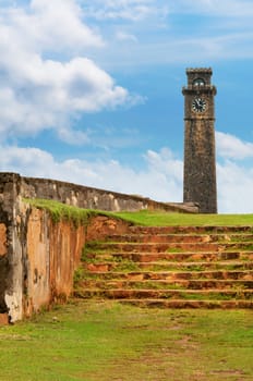 Old fortress constructed by Dutches in 1663 in Galle, Sri Lanka. Focus on the stairs.