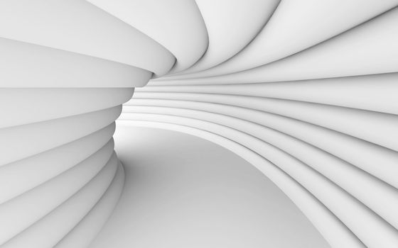 3d Illustration of White Abstract Tunnel Background