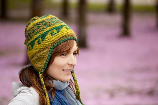 Beautiful and natural girl enjoying the autumn season