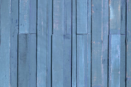 Texture of Blue color paint plank wall for background