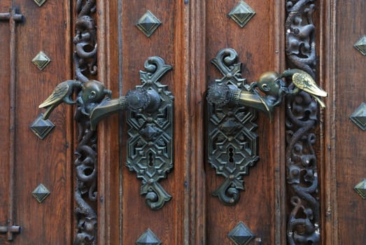 Ancient metal decorative door handles
