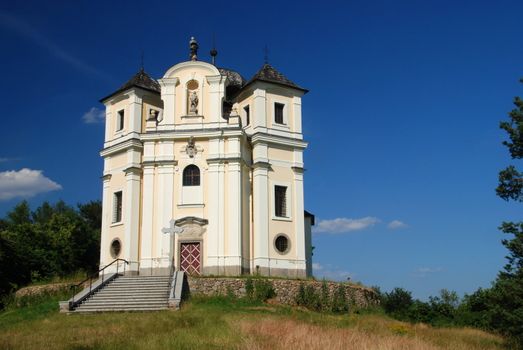 Beautiful baroque church Makova hidden in the woods of Czech country