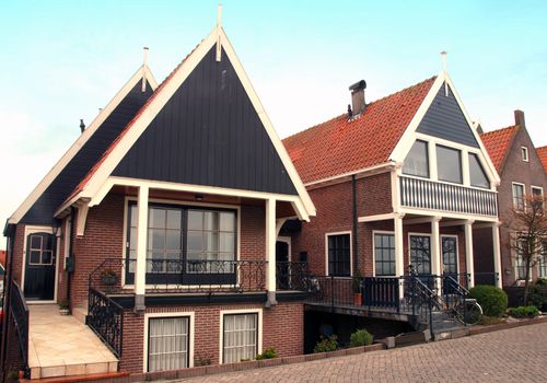 Traditional houses in a Dutch town Volendam  