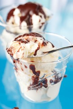 vanilla ice cream with chocolate