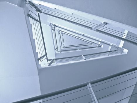           Special monochrmatic - cyan - staircase in triangular shape to infinity
