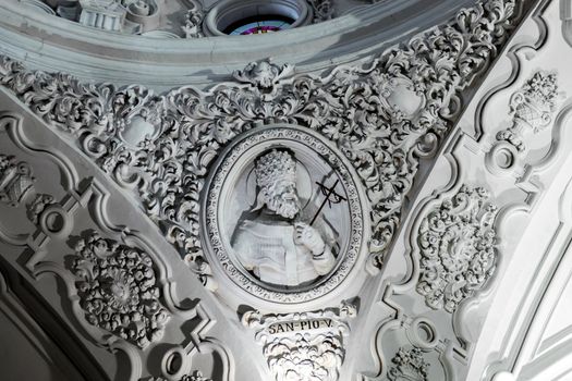 Detail of the inside of the dome of the parish church of Santa Cruz, Cadiz, Spain