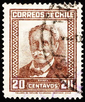 CHILE - CIRCA 1931: a stamp printed in the Chile shows Manuel Bulnes Prieto, 5th President of Chile, 1841 - 1851, circa 1931