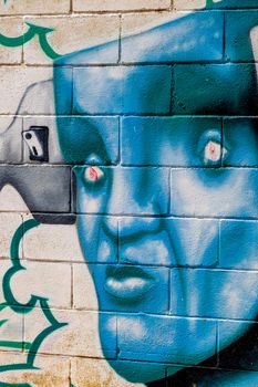 PUERTO REAL, CADIZ, SPAIN-JUL 15: Graffiti of unidentified artist on the first tournament of Graffiti of Puerto Real on Jul 15, 2011, in Puerto Real,  Spain