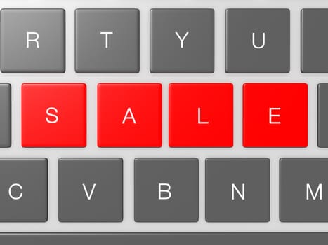 Red sale keys, buttons on computer keyboard.