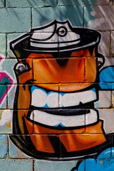 PUERTO REAL, CADIZ, SPAIN-JUL 15: Graffiti of unidentified artist on the first tournament of Graffiti of Puerto Real on Jul 15, 2011, in Puerto Real,  Spain