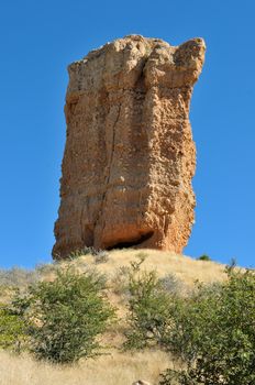 The rock finger resembling a coffee pot near Outjo in Namibia