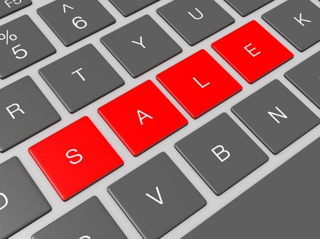 Red sale keys, buttons on computer keyboard.