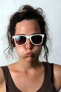 crazy girl with sunglasses