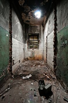 Scary and empty room in old and abandoned house