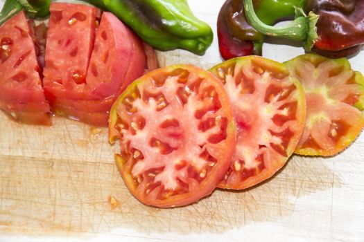 Tomatoes and peppers for diet and googd ingredients for recipes