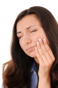Young woman is suffering from toothache