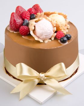 cake, Ice-cream cake on white background
