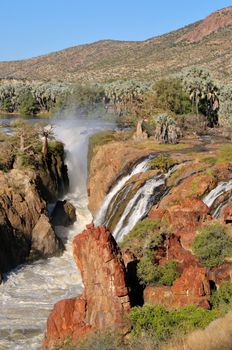 A small portion of the Epupa waterfalls in on the border of Angola and Namibia