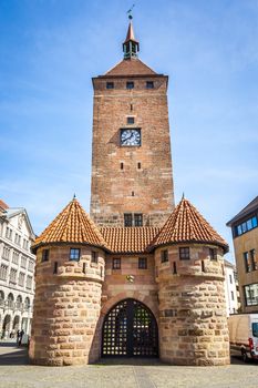 An image of the old clock tower in Nuremberg Bavaria Germany