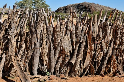 Fence of a kraal where the Ovahimba keep their cattle