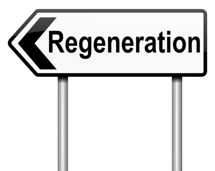 Illustration depicting a roadsign with a regeneration concept. White background.