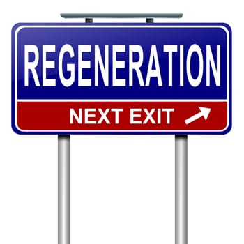 Illustration depicting a roadsign with a regeneration concept. White background.