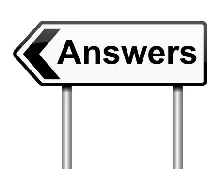 Illustration depicting a roadsign with an answers concept. White background.