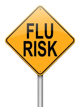 Illustration depicting a roadsign with a flu concept. White background.