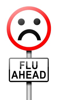 Illustration depicting a roadsign with a flu concept. White background.