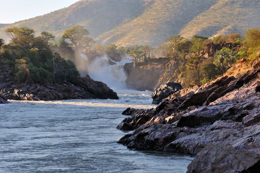 A small portion of the Epupa waterfalls, Namibia at sunrise