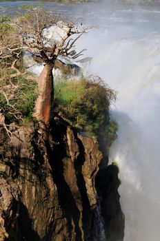 A small portion of the Epupa waterfalls in Namibia at sunrise