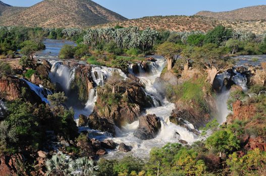 A small portion of the Epupa waterfalls in Namibia at sunrise