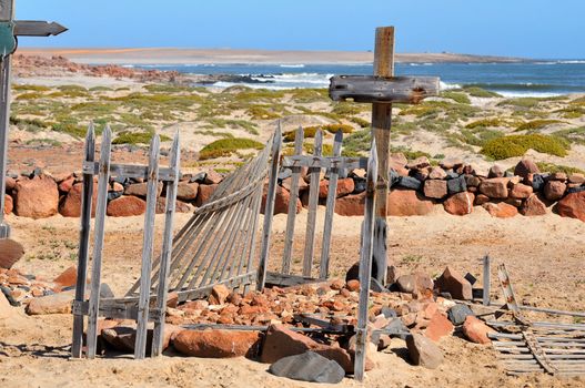 Graves in the Skeleton Coast near Cape Cross in the Namib