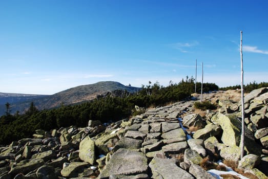 Beautiful rock formations in the Krkonose Mountains, Czech republic