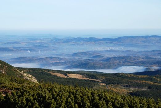 Beautiful sunrise seen from the mountain peeks