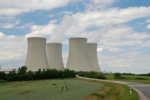 Nuclear power plant towers, a symbol of energy solution?