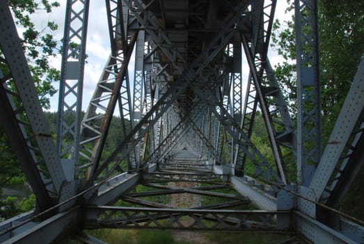   Ancient chain bridge - the oldest bridge of this type in Czech Republic        