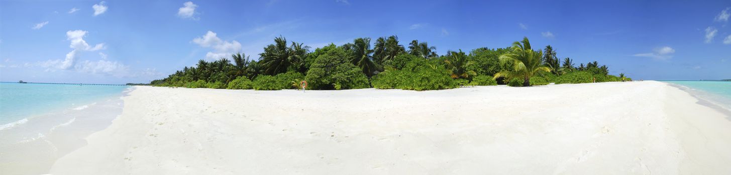 Beautiful tropical beach in the Caribbean - panorama
