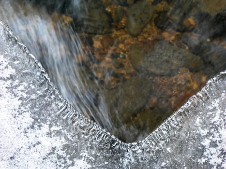 Swift brook is covered by ice in the winter          