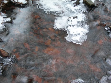             Swift brook is covered by ice in the winter    