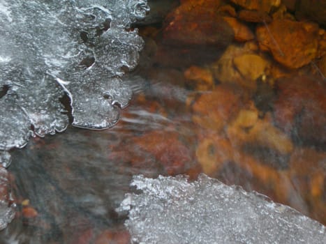            Swift brook is covered by ice in the winter   